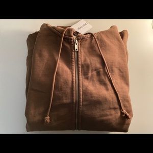 NWT Brown christy zip up hoodie Brandy Melville